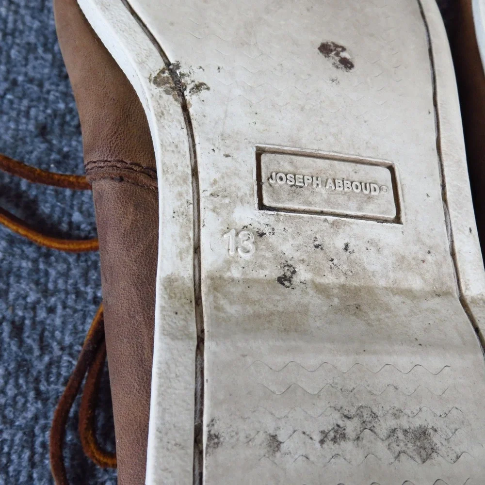 Joseph Abboud Mens‎ Boat Shoe Size 13 Nautical Brown Leather Loafers
